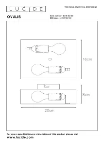 Lucide Ovalis Modern Up Down Wall Light - 2xE14 - Black