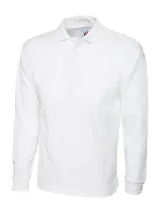 Uneek - Unisex Longsleeve Poloshirt - 50% Polyester 50% Cotton - White - Size S