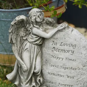 In Loving Memory Angel Stone Statue Outdoor Garden Cherub Memorial British Made Ornament