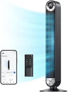 Dreo Cruiser Pro T2 Tower Fan for Bedroom, Smart Oscillating Quiet Floor Fan, Remote and WiFi Voice Control,