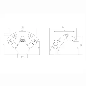 ENKI Downton Antique Brass Monobloc Ceramic Lever Brass Basin Mixer Tap BT0803