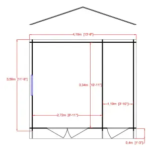 Shire Bourne 12x14 ft Toughened glass & 1 window Apex Wooden Cabin with Tile roof - Assembly service included