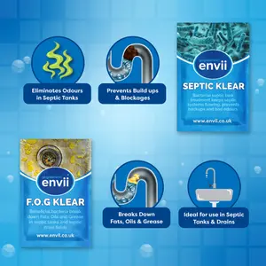 envii Annual Septic Tank Treatment - Septic Tank Cleaner & Fats, Oils & Grease Remover Tablets