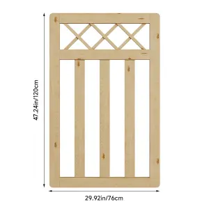 Wood Colour Outdoor Cross Top Wooden Garden Gate Pedestrian Fence Yard Door with Accessory Kit,76cm x 120cm