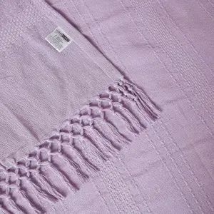 Homescapes Kashi Lilac Cotton Throw with Tassels 150 x 200 cm