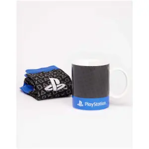 Playstation Childrens/Kids Logo Mug and Sock Set Black/Blue/Grey (One Size)