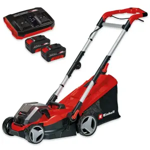 Einhell Cordless Rotary Lawn Mower 34cm 36V Power X-Change Lawnmower PXC GE-CM 36/34-1 With 2 Batteries & Charger