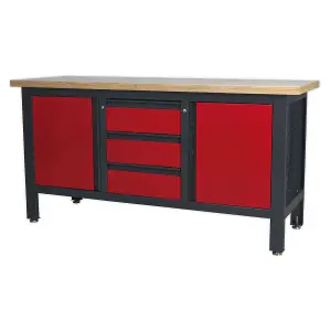 Sealey Work Station With 3 Drawers 2 Cupboards 300kg Capacity Heavy Duty AP1905C