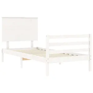 Berkfield Bed Frame with Headboard White 100x200 cm Solid Wood