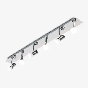 ValueLights Consul Silver Ceiling Bar Spotlight Includes 6 x LED Cool White 6500K Bulbs