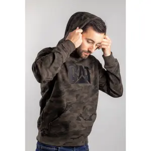 Caterpillar Trademark Hooded Pullover Work Jumper Night Camouflage - L