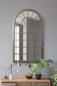 MirrorOutlet The Somerley Country Rustic Framed Arched Leaner Metal Wall Mirror 129CM X 76CM