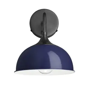 Industville Chelsea Dome Wall Light, 8 Inch, Dark Blue, Pewter Holder