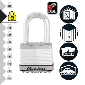 Master Lock Excell Heavy duty Laminated Steel Open shackle Padlock (W)50mm, Pack of 3