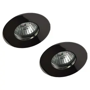 Litecraft 2 Pack Black Chrome Modern IP65 Fire Rated Bathroom Downlights