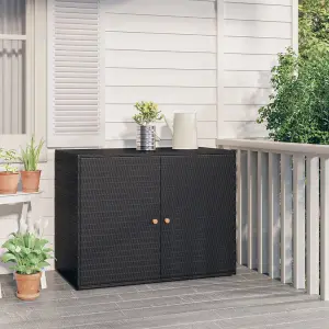 Berkfield Garden Storage Cabinet Black 100x55.5x80 cm Poly Rattan