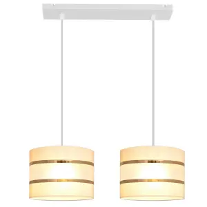 Luminosa Helen Straight Bar Pendant Ceiling Light Ecru, Gold, White 45cm