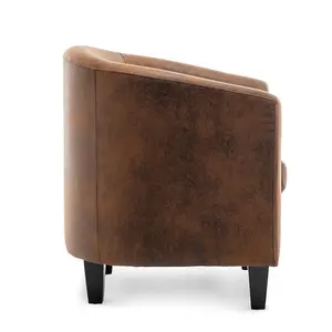 Faux Leather Suede Brown Tricia Tub Chair