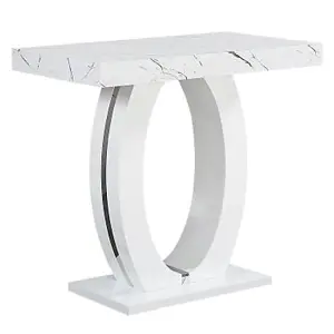 Furniture in Fashion Halo Vida Marble Effect Bar Table With 4 Candid White Stools