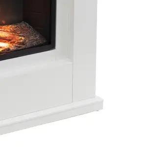 34inch Electric Fireplace with White Wooden Mantel 12-colour Flame Display