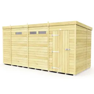 13 x 7 Feet Pent Security Shed - Single Door - Wood - L214 x W387 x H201 cm