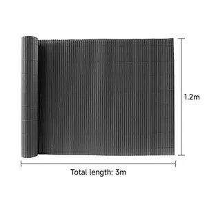 Dark Grey PVC Privacy Fence Sun Blocked Garden Screen Panel Blindfold for Balcony L 3m x H 1.2m