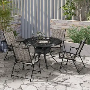 Costway Set of 2 Patio Folding Chairs Outdoor Wicker Dining Chairs with Armrests