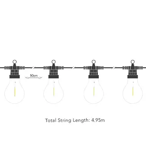 Edinburgh USB Solar Festoon Lights (Set Of 10) With Leaf Panel