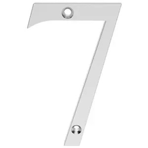 Satin Chrome Door Number 7 75mm Height 4mm Depth House Numeral Plaque