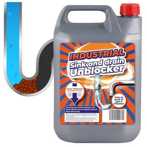 1x Strong Industrial Toilet Cleaner 5 Litre Heavy Duty Sink & Drain Unblocker Suitable For Home, Office & Shops