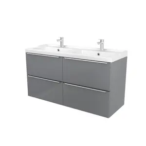 GoodHome Imandra Grey Wall-mounted Vanity unit & basin set - Includes Lana basin (W)1204mm