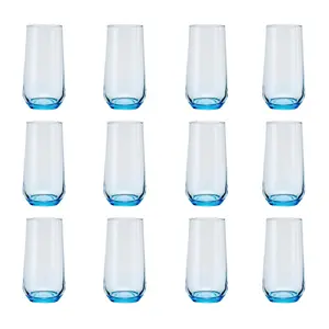 Queensway Home & Dining 470ml 12 Pcs Light Blue Coloured Highball Tall Cocktails Juice Glasses