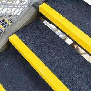 Stair Tread Nosing Covers - GRP Heavy Duty Anti Slip - Black & Yellow -  1500mm x5