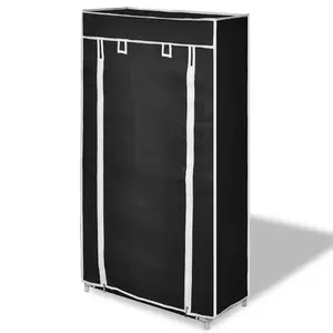 Fabric Shoe Cabinet with Cover 58 x 28 x 106 cm Black