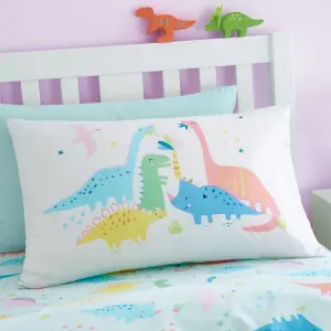 Catherine Lansfield Bedding Dinosaur Friends Reversible Duvet Cover Set with Pillowcase Natural