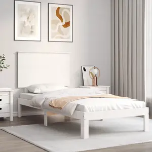 Berkfield Bed Frame with Headboard White 100x200 cm Solid Wood