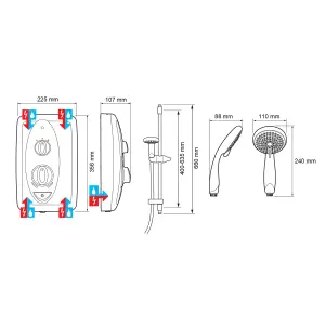 Mira Sprint Gloss White Manual Electric Shower, 10.8kW