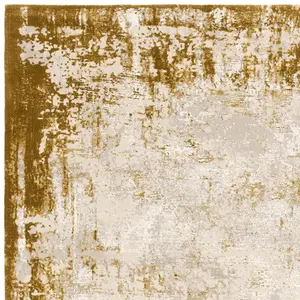 Gold Abstract Luxurious Modern Easy To Clean Rug For Dining Room Bedroom & Living Room-160cm X 230cm