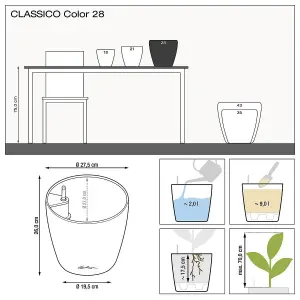 LECHUZA CLASSICO Color (Dia) 28cm White Plastic Self-watering Planter with Substrate and Water Level Indicator D28 H26 cm