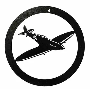 Spitfire Welcome Wall Art - Small - Steel - W29.5 x H29.5 cm - Bare Metal/Ready to Rust