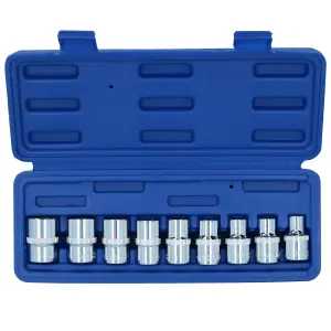 1/2" Drive Star Torx Shallow Female E Sockets E10-E24 9pc Set