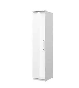 Optima 17 Hinged Wardrobe - Sleek White Gloss Finish with Spacious Storage - W450mm x H2170mm x D630mm