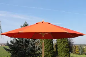 Large Hardwood Garden Parasol Umbrella-3.5M Wide-Terracotta