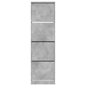 Berkfield Shoe Cabinet with 4 Flip-Drawers Concrete Grey 60x42x204 cm