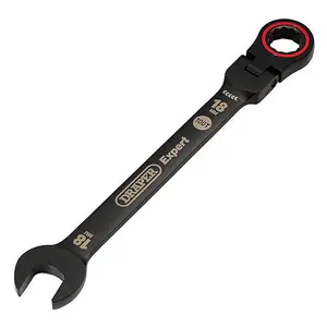 Draper Tools Expert HI-TORQ Metric Flexible Head Ratchet Combination Spanner, 18mm, Black