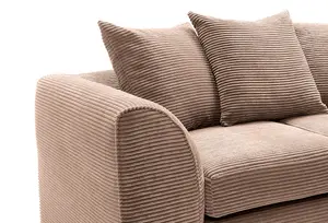 Jumbo Brown Cord 2 Seater Sofa for Living Room with Thick Luxury Deep Filled Cushioning