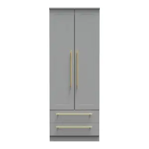 Helmsley 2 Door 2 Drawer Wardrobe in Dusk Grey (Ready Assembled)