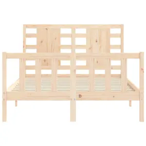 Berkfield Bed Frame with Headboard Small Double Solid Wood