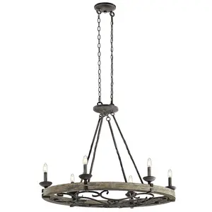 6 Bulb Chandelier Hanging Pendant Ceiling Light Weathered Zinc LED E14 60W Bulb