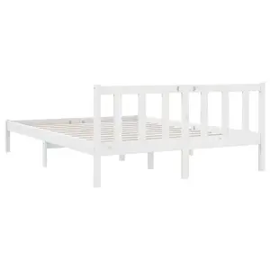 Berkfield Bed Frame White Solid Pinewood 120x200 cm